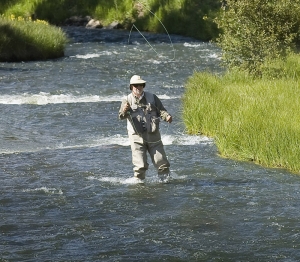 Angler enjoys fishing in Costilla Creek, New Mexico. 