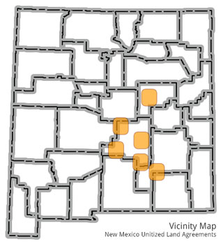 Vicinity Map of Private Land Unitization Agreements for hunts in southeastern New Mexico.